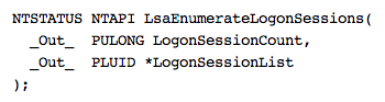 LsaEnumerateLogonSessions Function