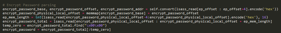 Routine to extract the encrypted password