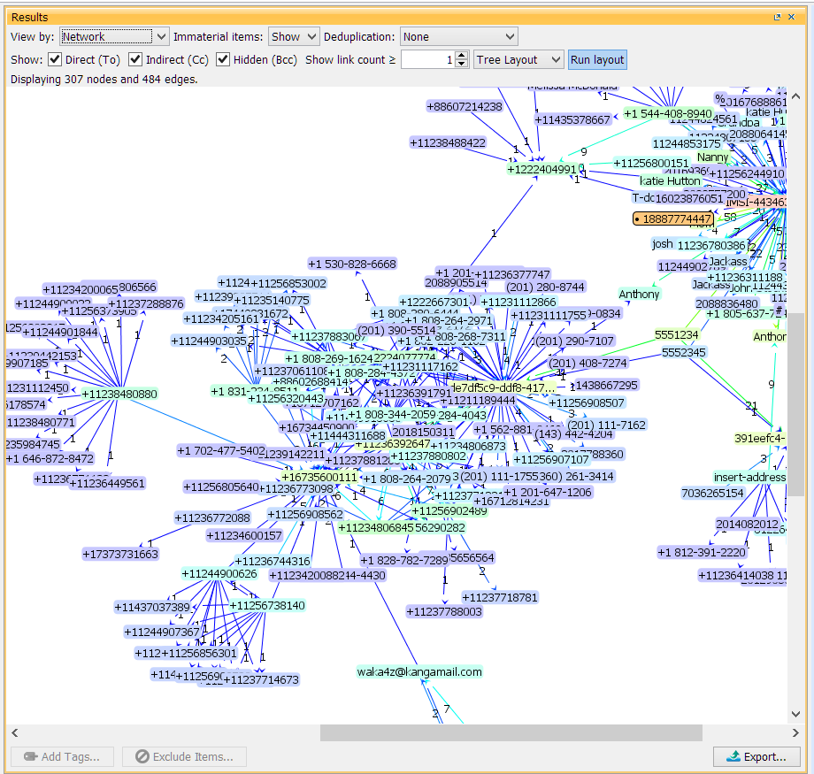 Figure 2: The same data as Figure 1 presented as a network of communications between devices.