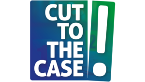 the words "cut to the case" with an exclamation point logo