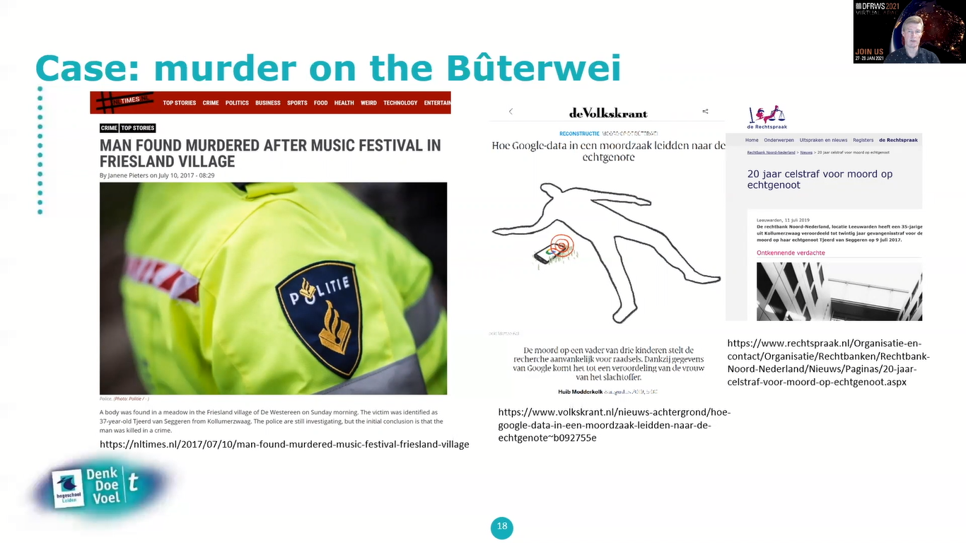 A slide featuring a news article and a crime scene diagram