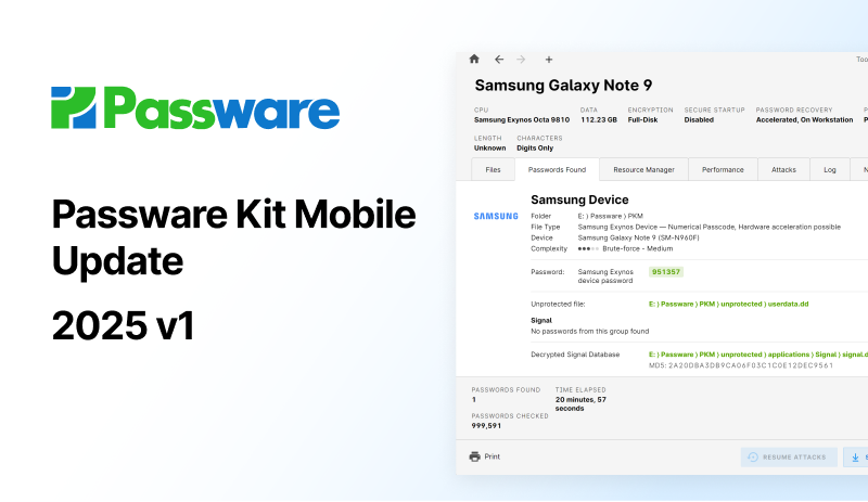 Passware Kit Mobile 2025v1 Accelerates Mobile Decryption With Distributed Computing