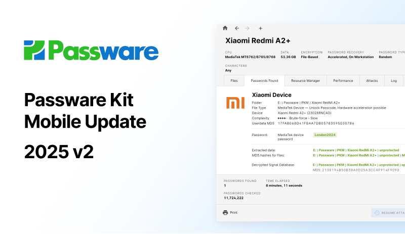 Passware Kit Mobile 2025v2 Accelerates MediaTek Decryption And Displays MD5 As Integrity Proof