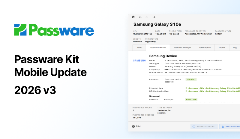 Passware Kit Mobile 2026 v3 Decrypts Samsung S10 Series And Rockchip-Based Tablets